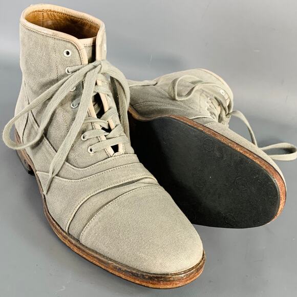 JOHN VARVATOS Size 10 Grey Canvas Cap Toe Lace-Up Ankle Boots - Picture 5 of 8